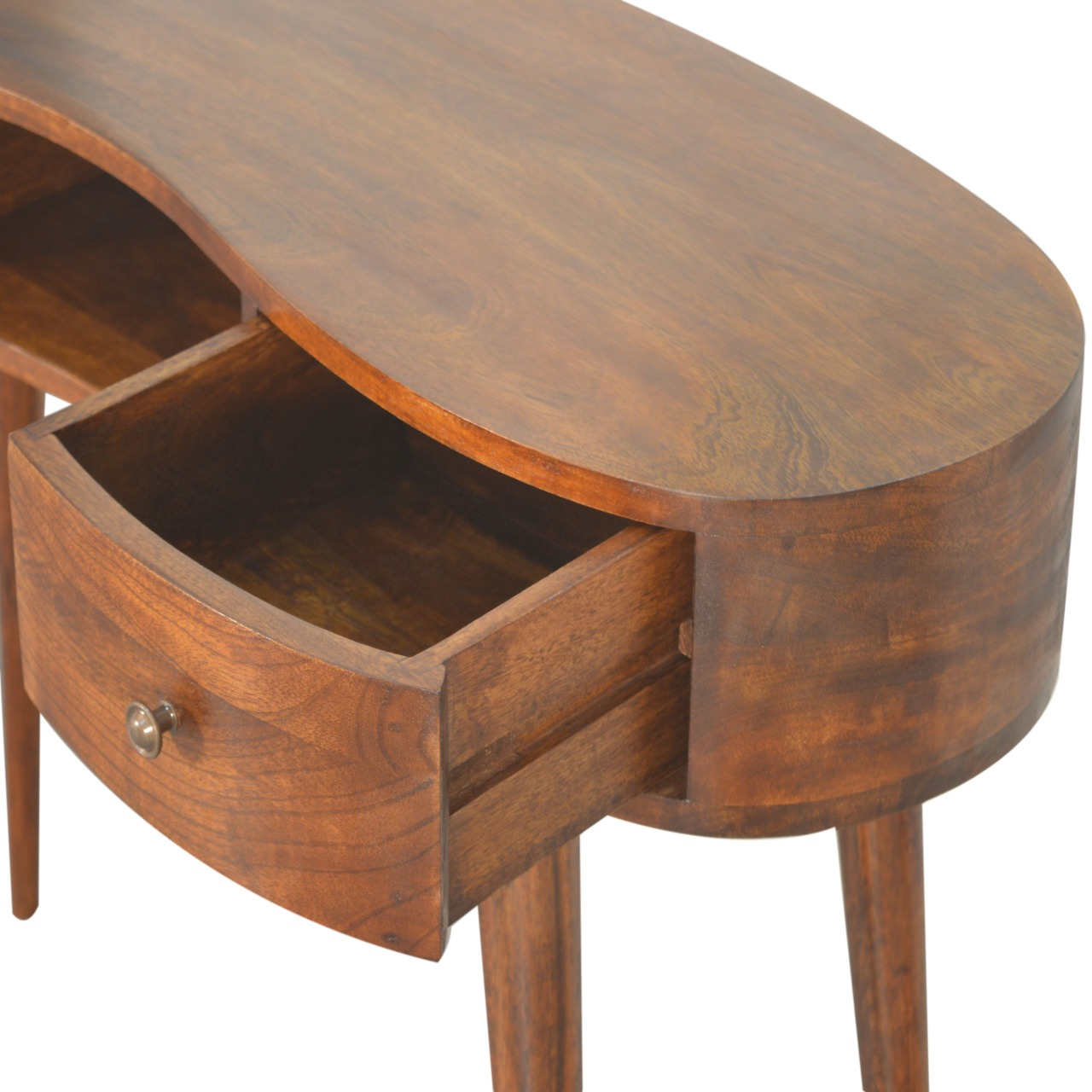 Artisan Furniture Solid Wood Chestnut Wave Writing Desk, 2 Drawers, 1 Shelf, Brown