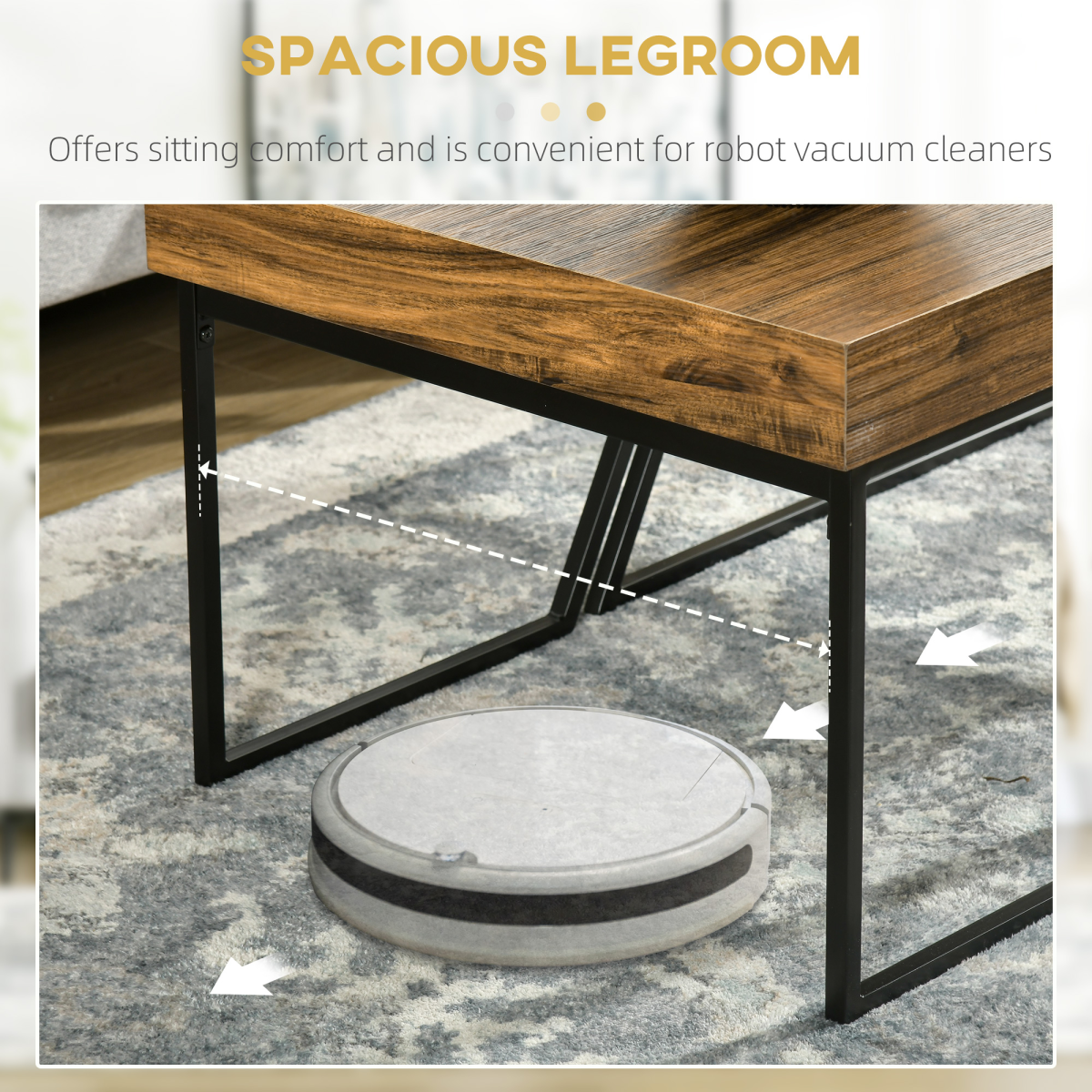 HOMCOM Coffee Table Set of 2, Coffee Tables with Steel Frame for Living Room