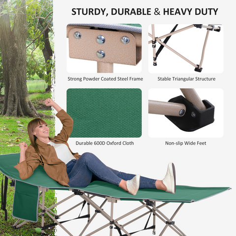 Single Portable Outdoor Military Sleeping Bed Camping Cot Green Outsunny