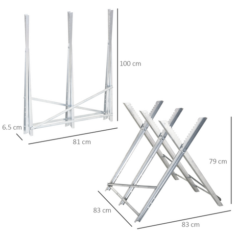 DURHAND Saw Horse Steel Support Heavy Duty Foldable Design Sawtooth, Silver