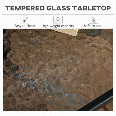 Square Patio Table, Tempered Glass Top Garden Dining Table 76 x 76cm Outsunny