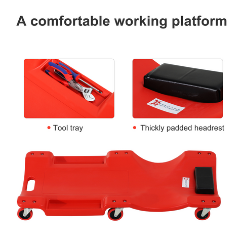Mechanic Vehicle Creeper Rolling Moulded Workshop Garage Assistance Durhand
