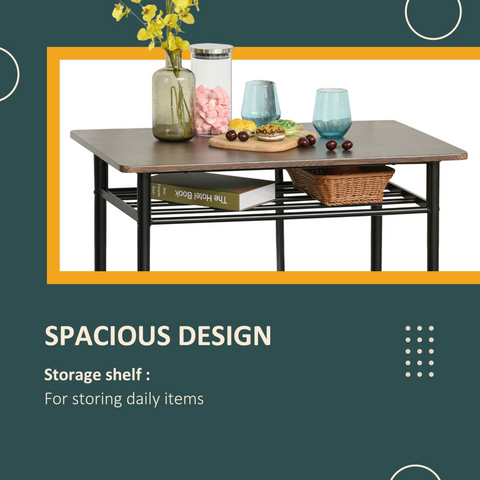 Bar Set includes 1 Bar Table and 2 Stools with Metal Frame Black and Oak