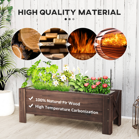 Wooden Garden Raised Bed Planter Grow Containers Pot, 100x36.5x36cm Outsunny