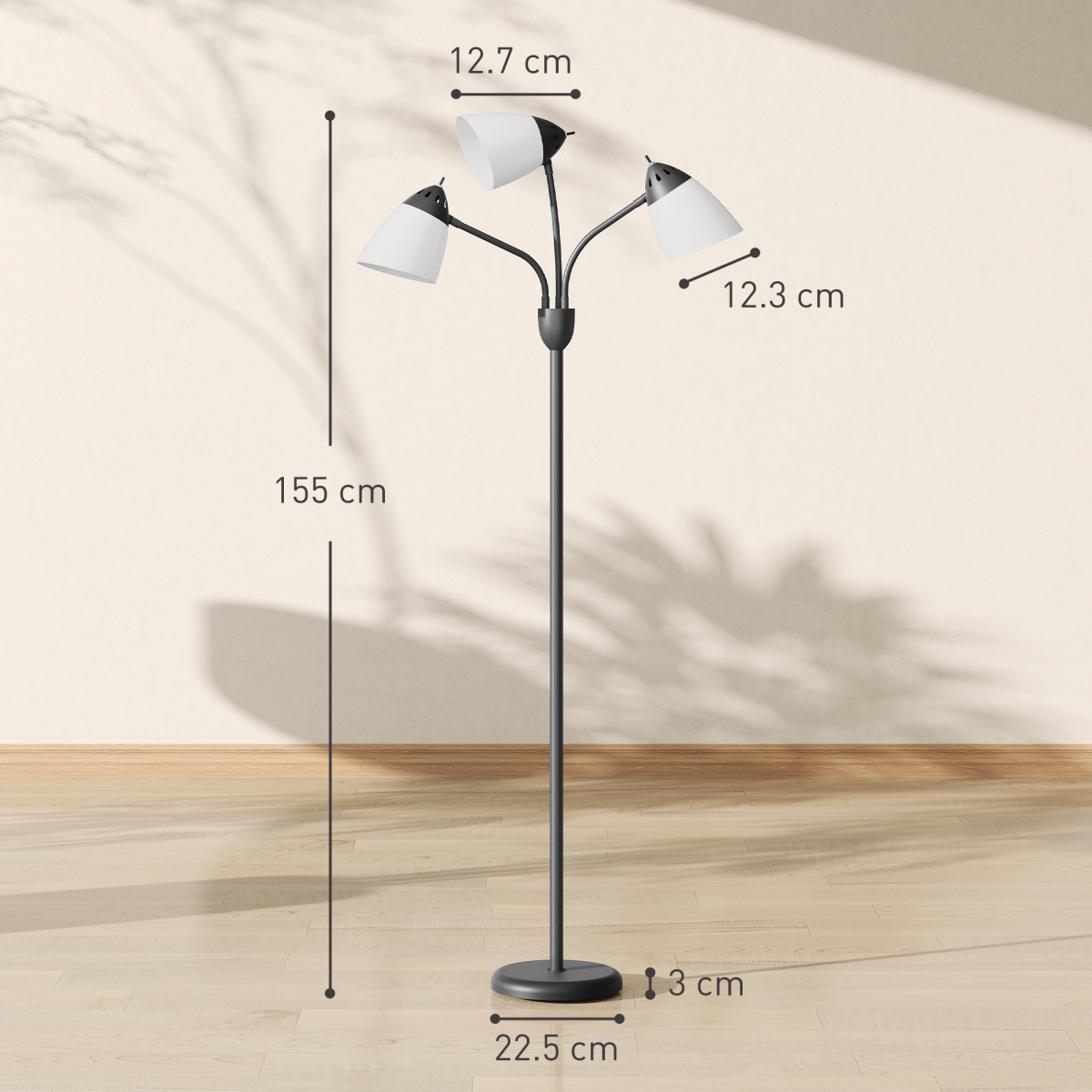 HOMCOM Arc Tree Floor Lamp with 3000K/4500K/6500K Colour Temperatures Black