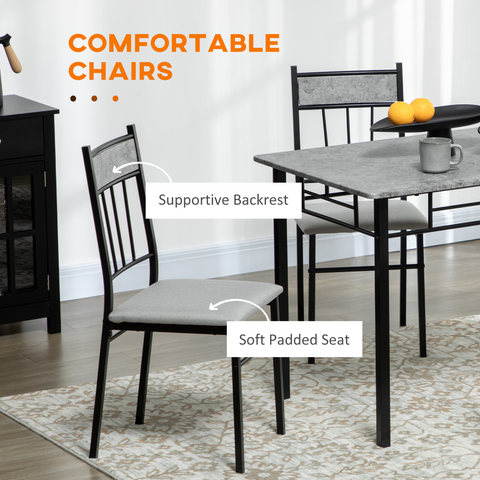 HOMCOM 5 Pieces Dining Room Sets, Kitchen Table and Chairs Set 4 with Marble Top