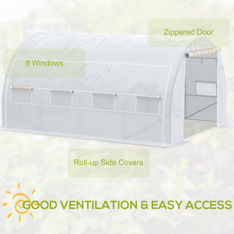 4 x 3 x 2 m Polytunnel Greenhouse Pollytunnel Tent w/ Steel Frame White