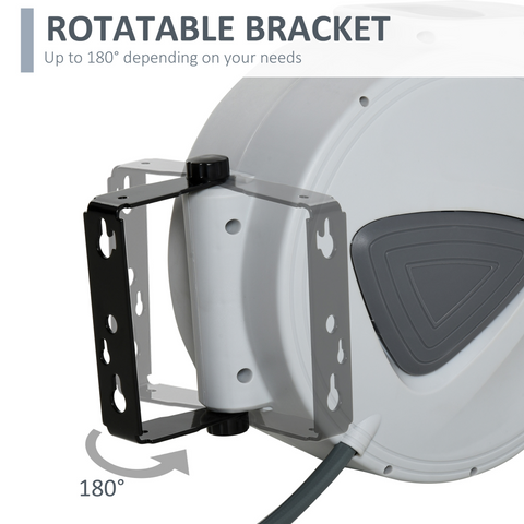 Retractable Air Hose Reel Auto Self-Winding Wall Mount 1/4" 15m힍 Durhand