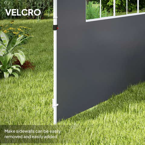 Outsunny Gazebo Replacement Exchangeable Wall Panels w/  Window, Dark Grey