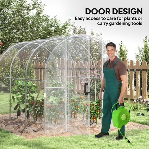 Outsunny 3 x 2 x 2m Polytunnel Greenhouse with Door, Galvanised Steel Frame