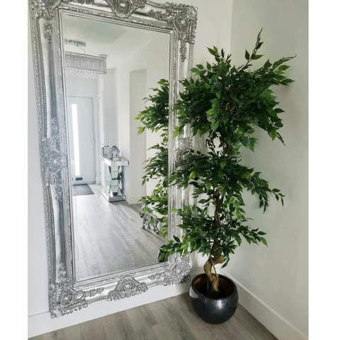 180cm Artificial Twisted Trunk Fruticosa Ficus Tree Triple Ball Topiary 1984 Leaves Copper Metal Planter