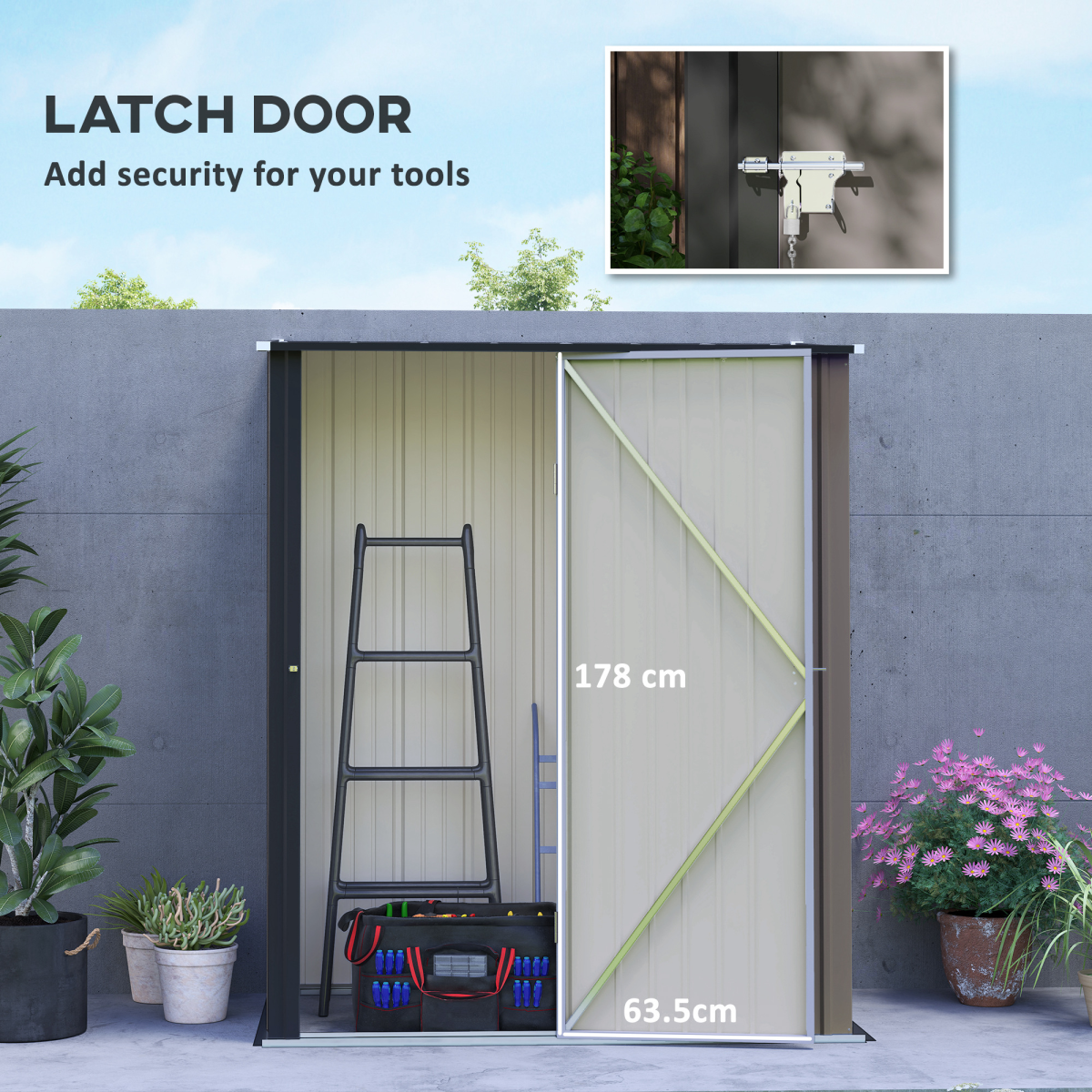 Outsunny Outdoor Storage Shed w/ Lockable Door for Garden, Light Grey
