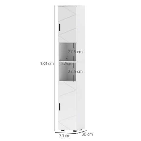 kleankin Tall Bathroom Storage Cabinet, Slim Bathroom Cabinet with Soft Close