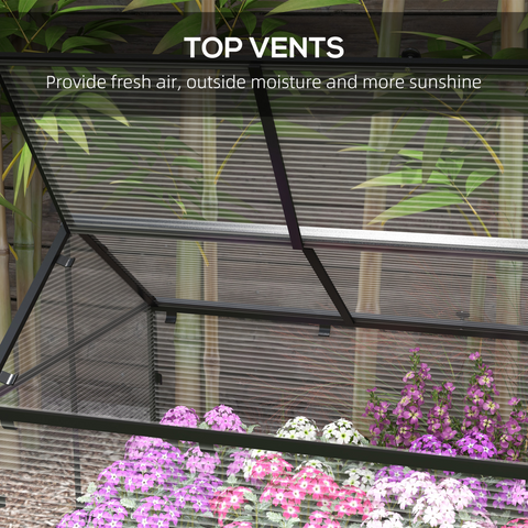 Outsunny Raised Garden Bed with Polycarbonate Panel and Top Vent for Vegetables
