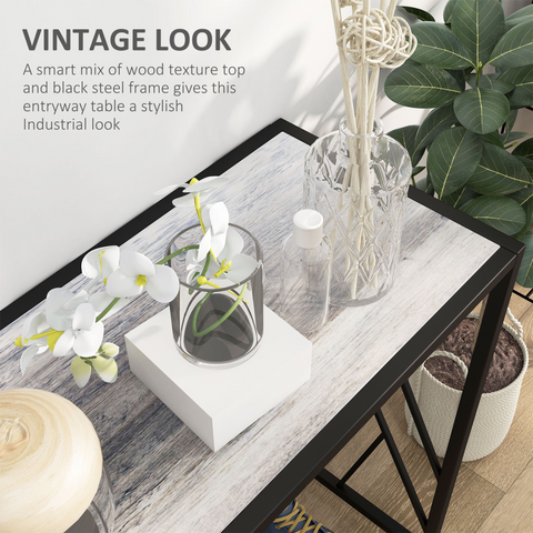 Vintage Sofa Table, Metal Frame Console Table for Hallway Living Room