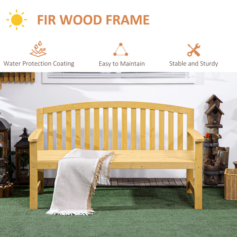 2 Person Garden Bench Wooden Outdoor Furniture with Armrest Orange