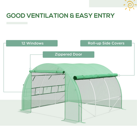 3 x 3 x 2 m Polytunnel Greenhouse Pollytunnel Tent w/ Steel Frame Green