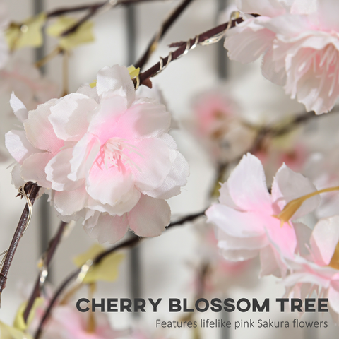 HOMCOM 180cm Cherry Blossom Tree Light with 350 LED Lights Fake Sakura Tree
