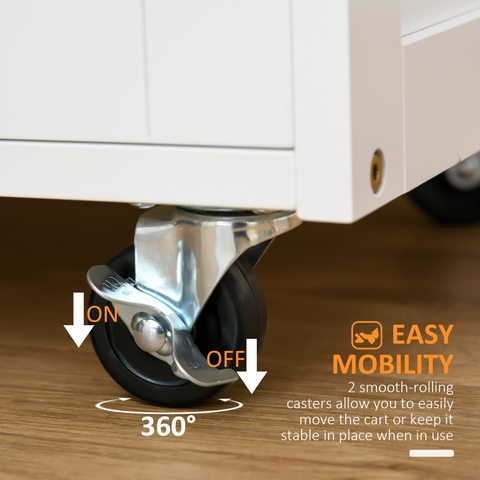 Modern Kitchen Trolley Rolling Island Storage Cart Drawer 9 Bottle Rack White