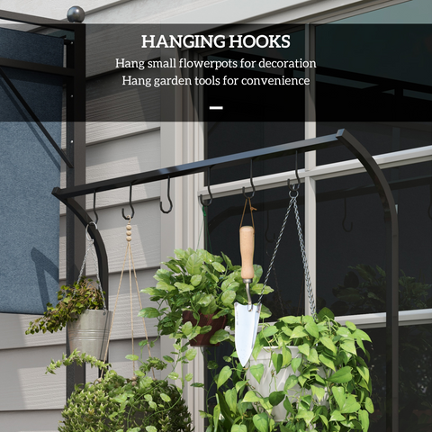 Outsunny 3 Tiered Plant Rack Stand with Hanging Hooks for Indoor Outdoor Use