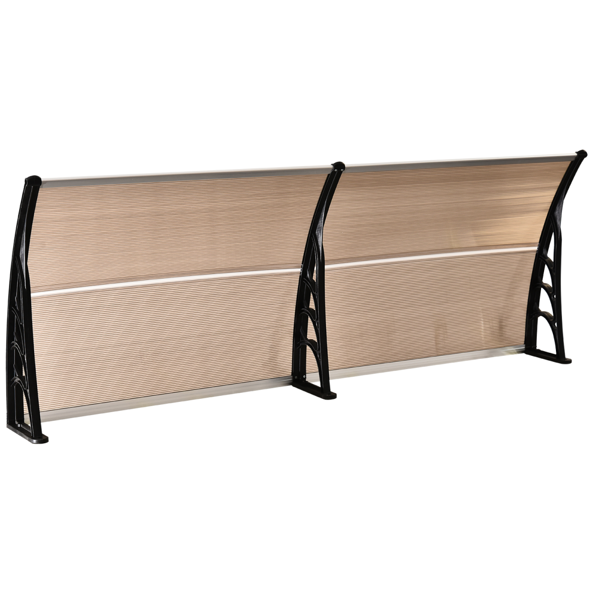 Outsunny 80 L x 195 W x 23 H cm Clear Polycarbonate Curved Awning Black