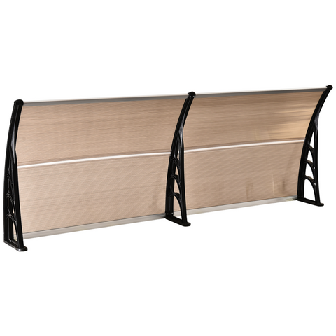 Outsunny 80 L x 195 W x 23 H cm Clear Polycarbonate Curved Awning Black