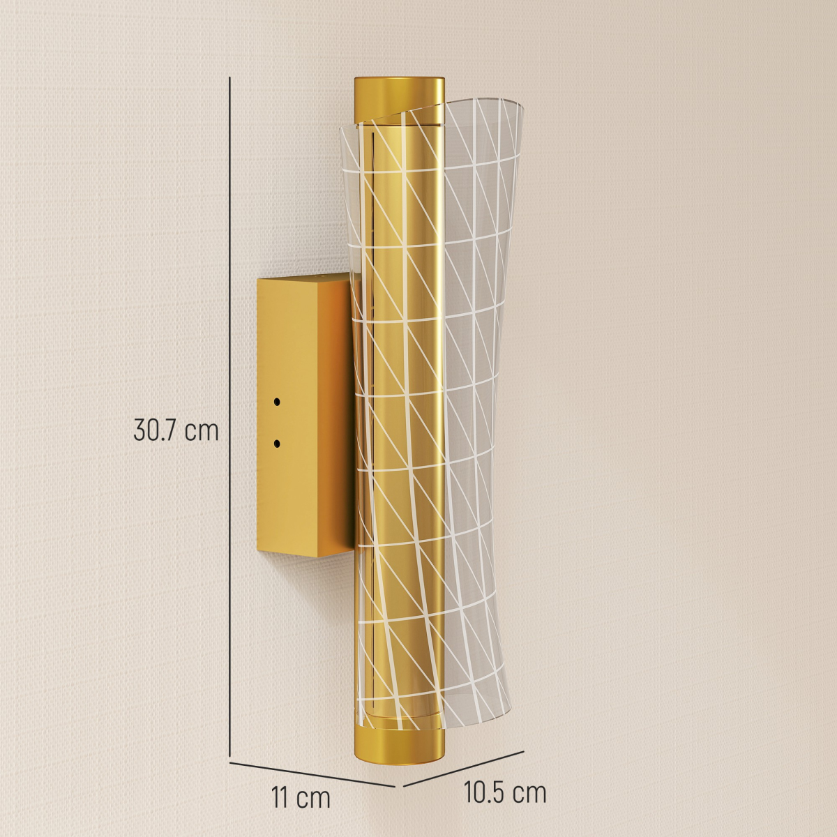 HOMCOM Led Wall Lamp 2 Pack, Modern Indoor Geometric Wall Light, Gold Tone