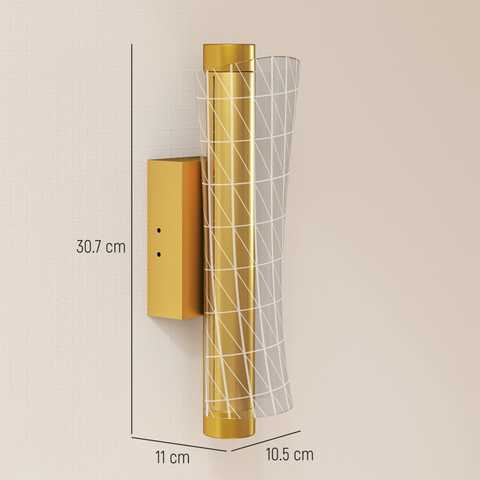 HOMCOM Led Wall Lamp 2 Pack, Modern Indoor Geometric Wall Light, Gold Tone