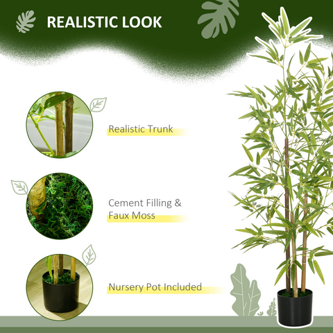 HOMCOM Artificial Plant Bamboo Artificial Tree Height 120 cm with Pot