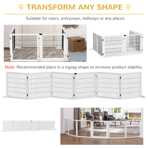 Freestanding Pet Dog Gate 6 Panel Foldable Wooden Playpen 432cm Long Pawhut