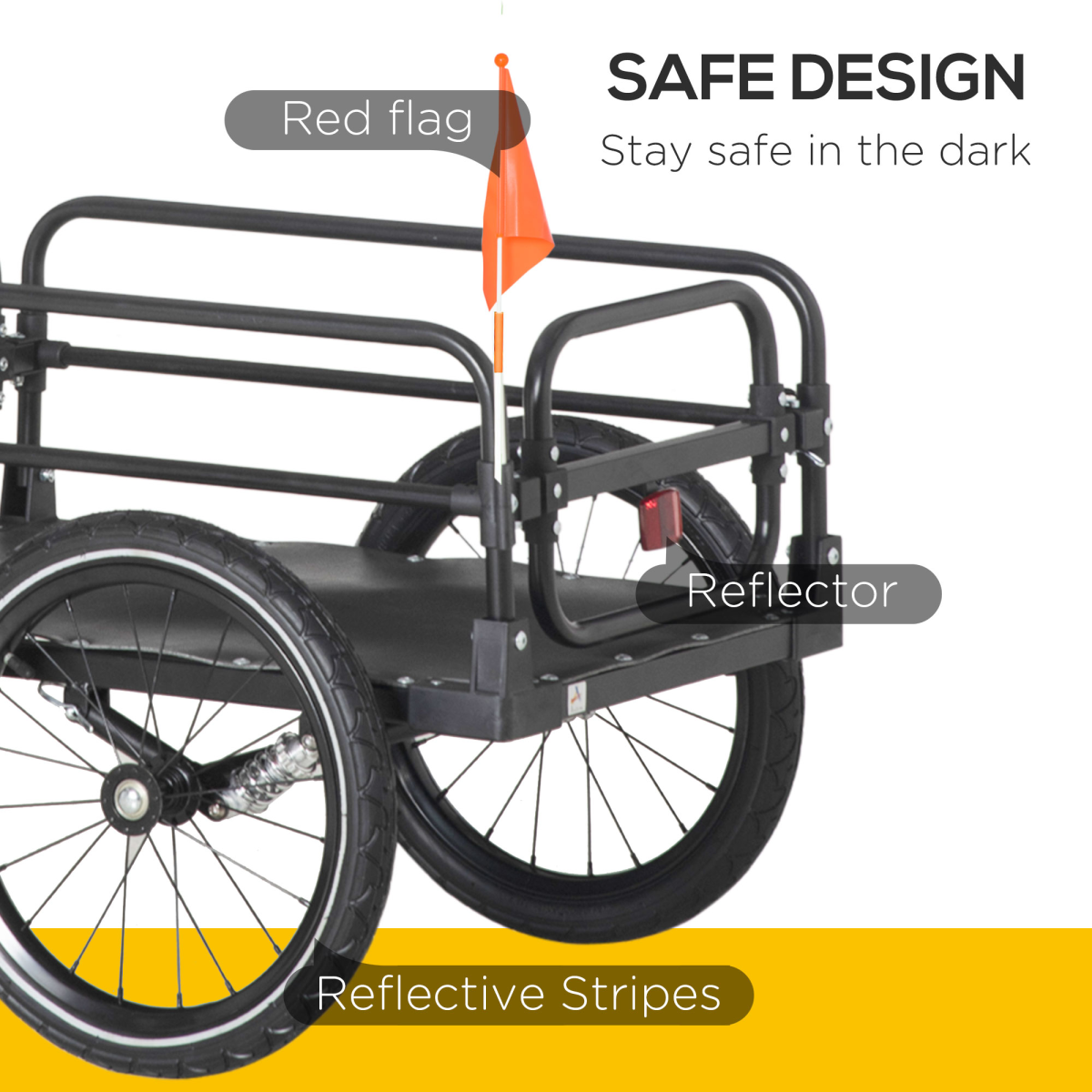 HOMCOM Bike Trailer Wagon Bicycle Cargo Trailer with Suspension, 2 Wheels, Black