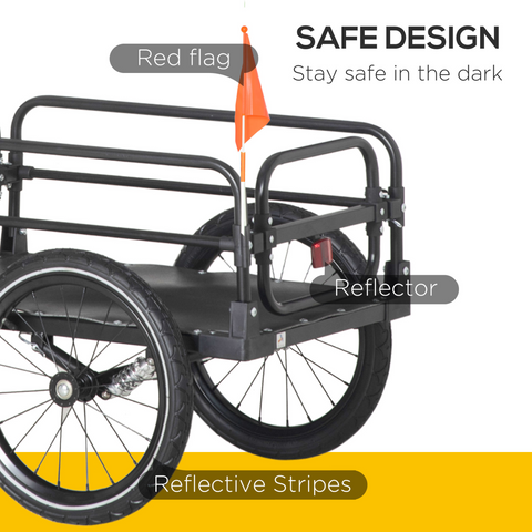 HOMCOM Bike Trailer Wagon Bicycle Cargo Trailer with Suspension, 2 Wheels, Black