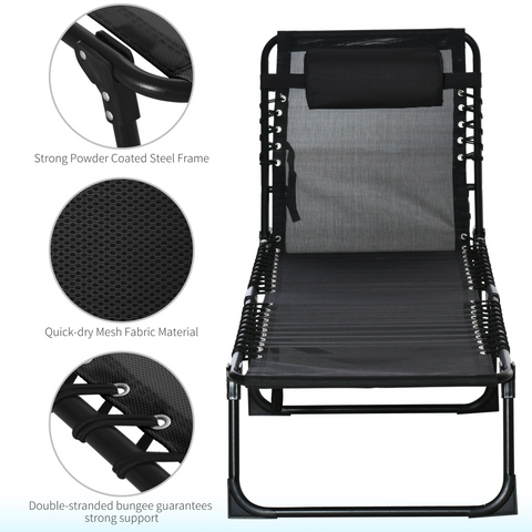 Sun Lounger Reclining Cot Foldable Folding Garden Chair Bed Relaxer Outsunny