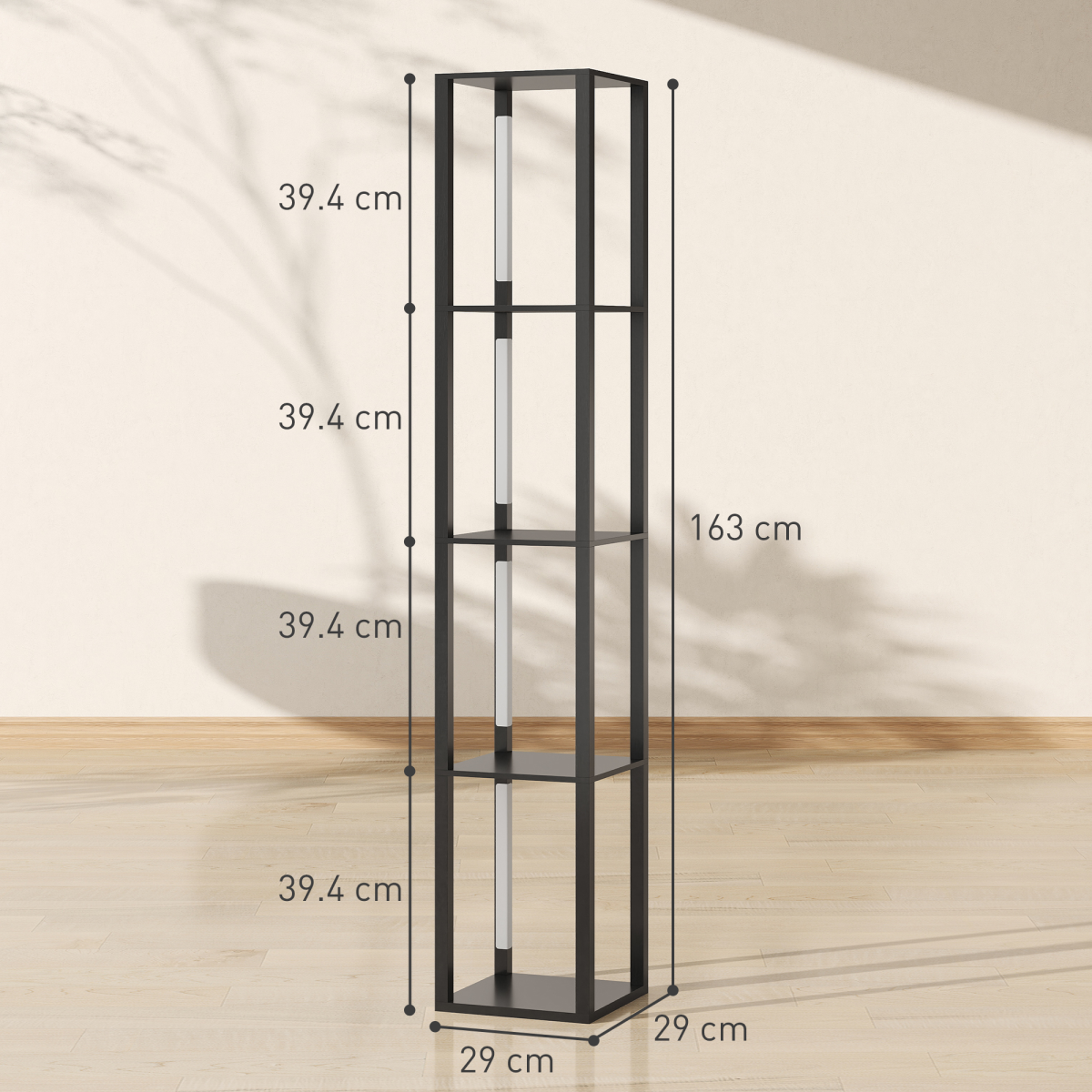 HOMCOM Floor Lamp for Living Room, Standing Lamp with Foot Switch, Black