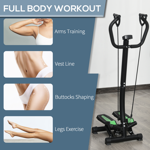 Stepper Step Machine w/ Resistance Bands Fitness Exercise Workout HOMCOM