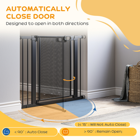 Pressure Fit Safety Gate for Doors Dog Gate Auto Close, 75-103 cm Black PawHut