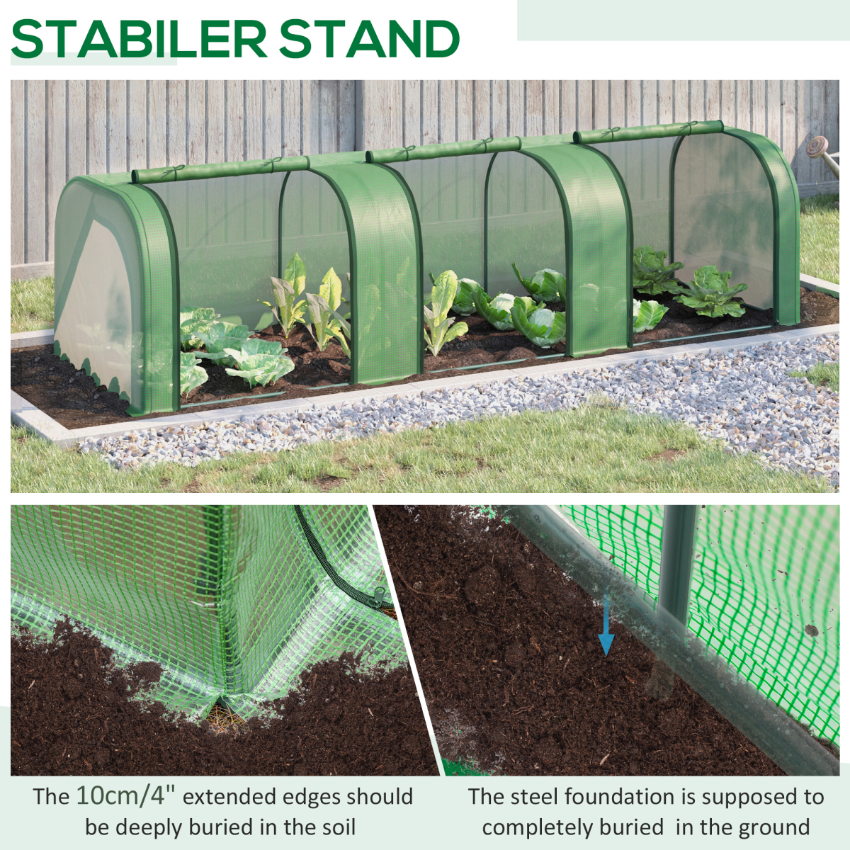 Tunnel Greenhouse Green Grow House Steel Frame Garden Backyard w/ Zipped Doors
