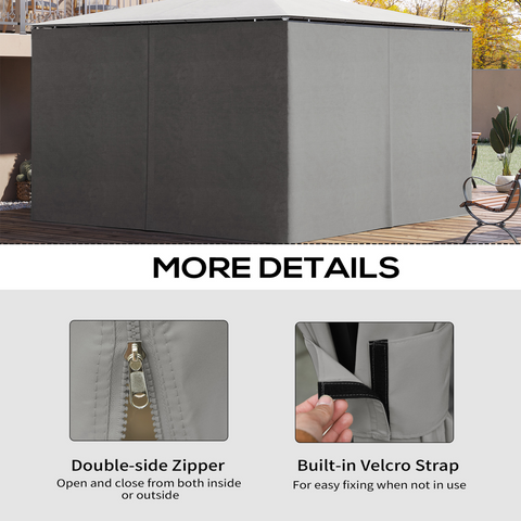 4Pk Gazebo Replacement Sidewalls Privacy Panel for Most 3 x 4m Light Grey