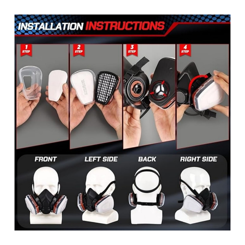 Respiratory half mask, gas mask, dust mask, paint mask with replaceable filter