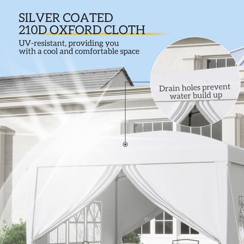 Outsunny 3mx3m Pop Up Gazebo Party Tent Canopy Marquee with Storage Bag White
