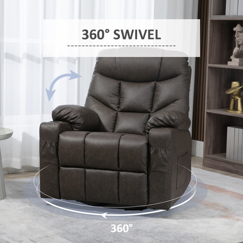PU Leather Manual Recliner Chair, Recliner Armchair for Living Room, Brown