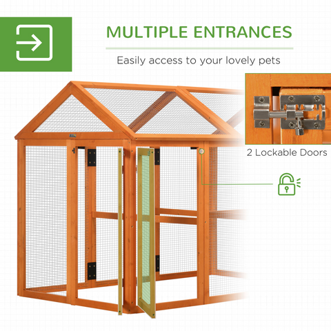 PawHut Chicken Run, Wooden Chicken Coop w/ Combinable Design - Orange