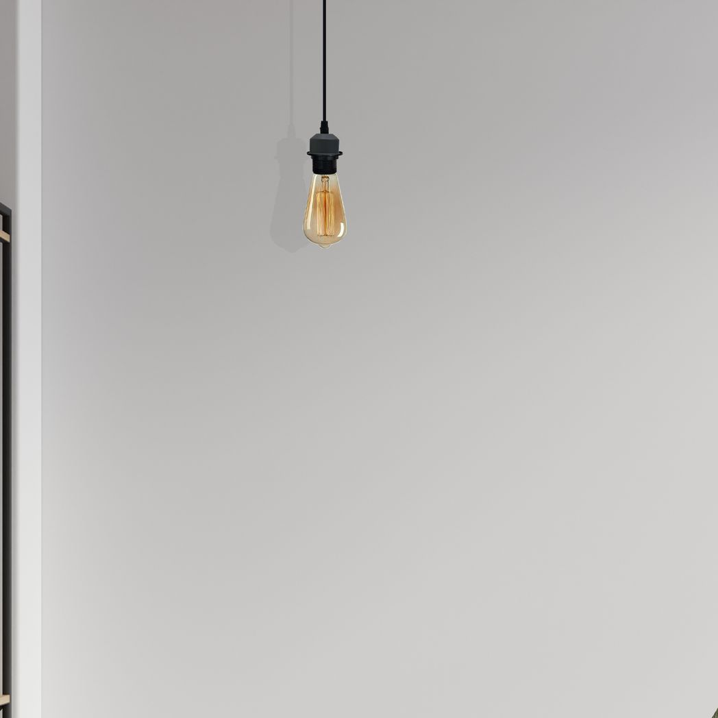2 Pack Industrial Grey Pendant Light Fitting, Lampshade Holder Fitting Set With PVC Cable.
