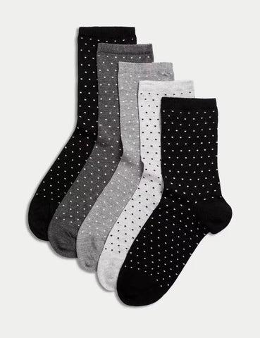 5pk Seamless Toes Ankle High Socks