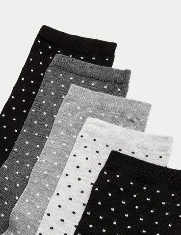 5pk Seamless Toes Ankle High Socks