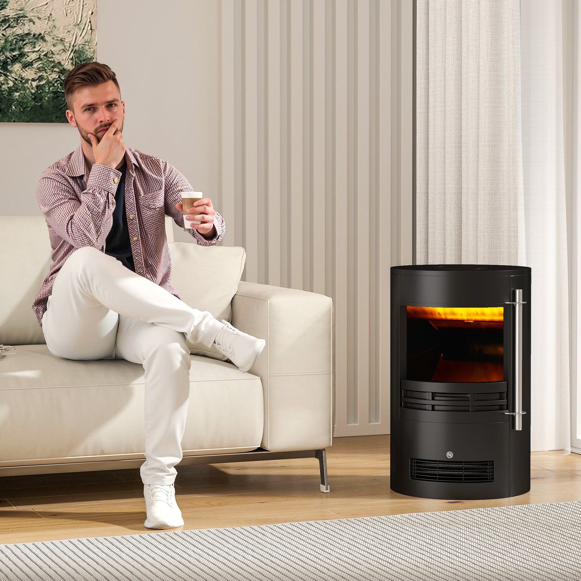 Electric Fireplace Heater 900W/1800W-Black