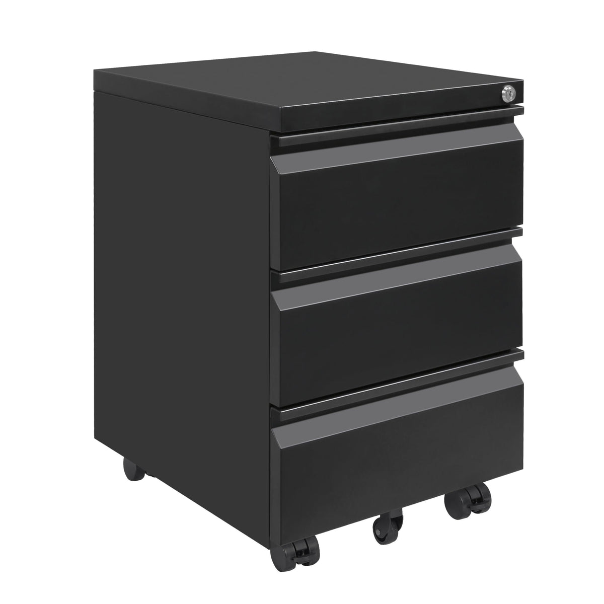 LVSTEEL Mobile Filing Cabinet, Under Desk 3-Drawer Lockable Cabinet with Wheels, Filing Cabinets for Home Office, Pre-Assembled, Black