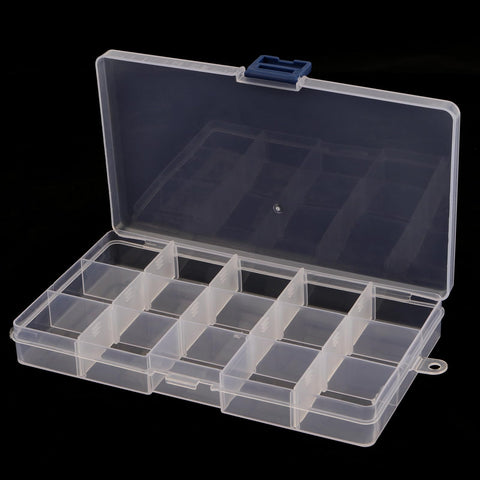 DAKFOOK 12 Pack 15 Grid Bead Organiser Storage Box,17.3x9.8x2.3cm Transparent Craft Bead Storage Boxes with Removable Compartments,15 Compartment