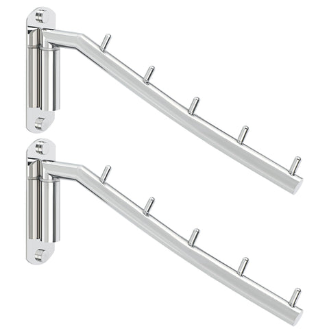 Mooche 2Pcs Wall Mounted Coat Rack Chrome, Swivel Clothes Rail, 27CM