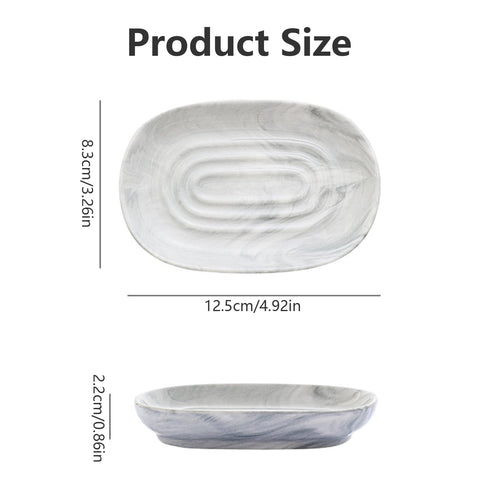 Soap Dish - Homiladi Ceramic Soap Case with Marble Pattern | Marble Tray | Anti-Slip Soap Holder & Tray for Bathroom, Shower, Kitchen Sink